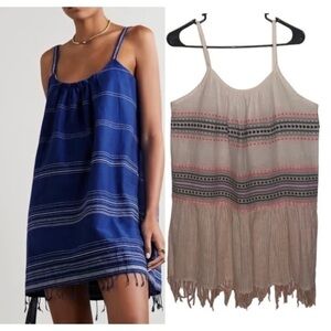 NWOT Lemlem Inku Striped Cotton Mini Dress in white combo size S, oversized